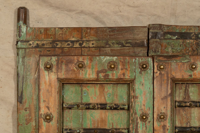 Biscottini Porta portone in legno massello e ferro da interno o da esterno vecchia e antica medievale scorrevole