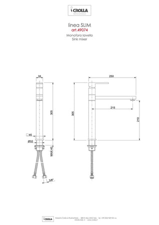 Rubinetto miscelatore da cucina quadro cromato Slim