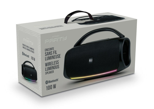 speaker bluetooth luminoso 100w twslettore usb e micro sd ricaricabile equalizzatore, ingresso aux in