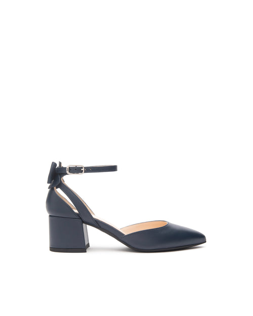 Nero Giardini décolleté in pelle blu con fiocco E512350D200