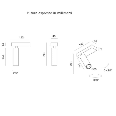 Plafoniera moderna Gea Led GFA1471C LED orientabile alluminio soffitto parete