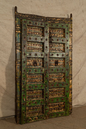 Biscottini Porta portone in legno massello e ferro da interno o da esterno vecchia e antica medievale scorrevole