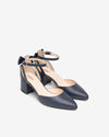 Nero Giardini décolleté in pelle blu con fiocco E512350D200