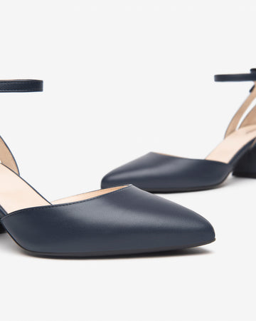 Nero Giardini décolleté in pelle blu con fiocco E512350D200