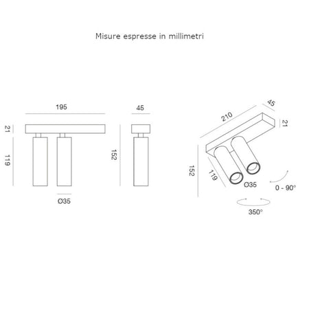 Plafoniera moderna Gea Led GFA1474C LED orientabile alluminio soffitto