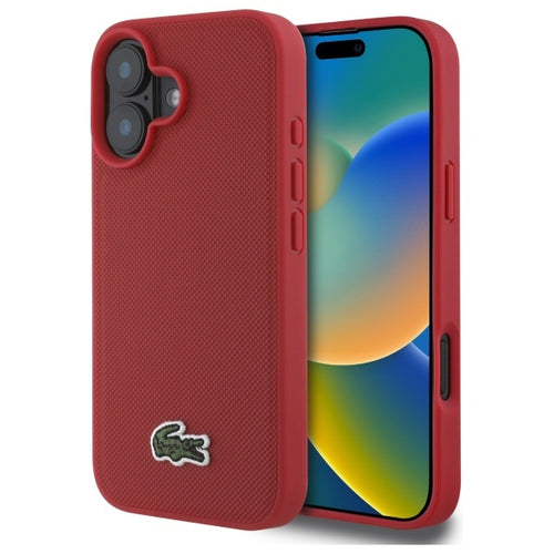 cover lacoste iphone 16 rossa magsafe compatibile
