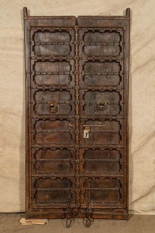 Biscottini Porta portone in legno massello e ferro da interno o da esterno vecchia e antica medievale scorrevole