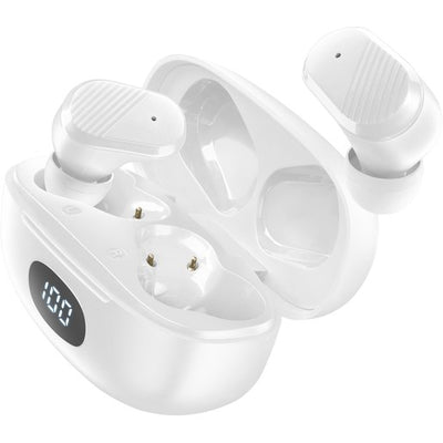 auricolare vivavoce bluetooth doppio  con base di ricarica bianco in ear con lcd