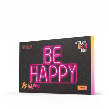 led wall neon be happy pink connettore usb con regolatore di intensita' dimensioni 370 x 28 x 280
