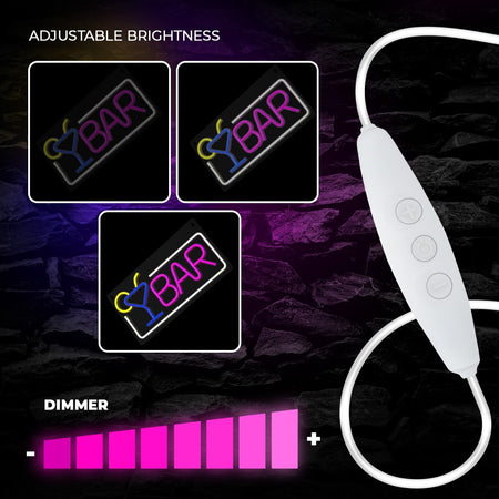 led wall neon bar multicolor connettore usb con regolatore di intensita' dimensioni 420 x 18 x 222