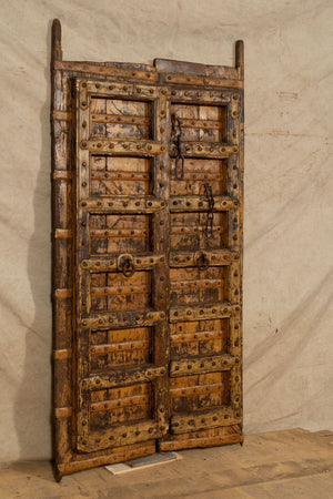 Biscottini Porta portone in legno massello e ferro da interno o da esterno vecchia e antica medievale scorrevole