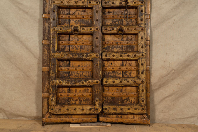 Biscottini Porta portone in legno massello e ferro da interno o da esterno vecchia e antica medievale scorrevole