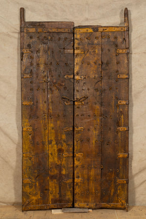 Biscottini Porta portone in legno massello e ferro da interno o da esterno vecchia e antica medievale scorrevole