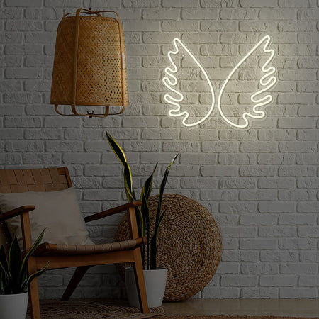 led wall neon ali angelo colore bianco caldo connettore usb dimensioni 395 x 16 x 325