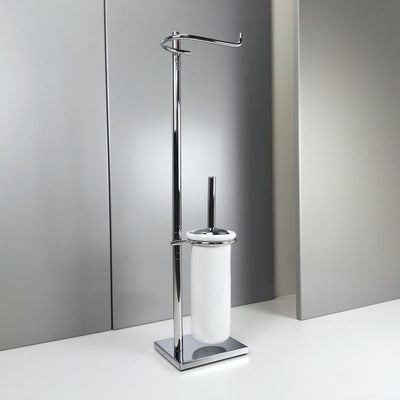 Piantana bagno water in ottone cromato con base rettangolare - piantana bagno