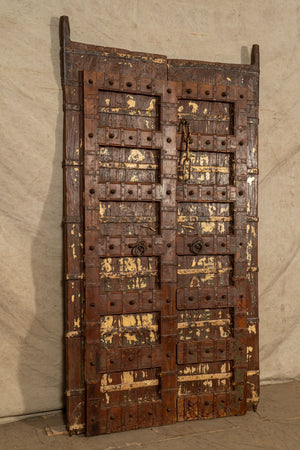 Biscottini Porta portone in legno massello e ferro da interno o da esterno vecchia e antica medievale scorrevole