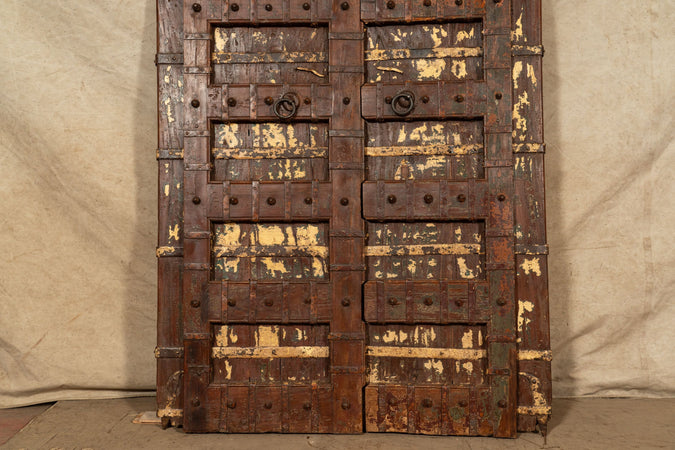 Biscottini Porta portone in legno massello e ferro da interno o da esterno vecchia e antica medievale scorrevole