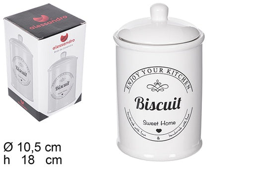 Biscottieria ceramica bianca con coperchio