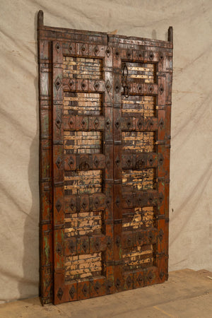 Biscottini Porta portone in legno massello e ferro da interno o da esterno vecchia e antica medievale scorrevole