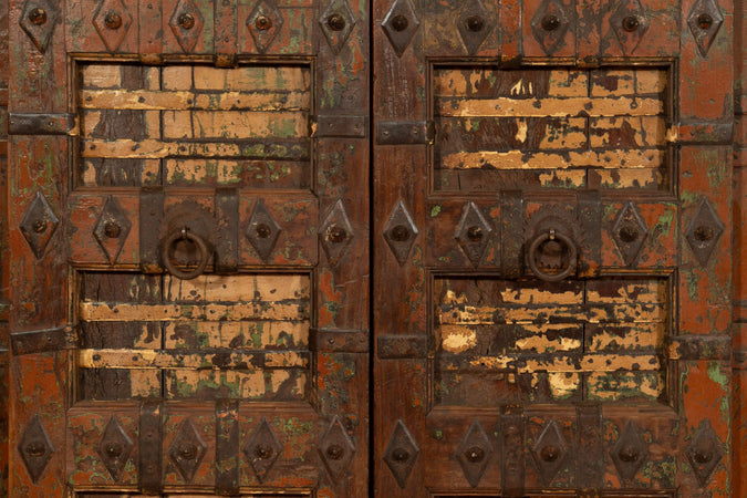 Biscottini Porta portone in legno massello e ferro da interno o da esterno vecchia e antica medievale scorrevole