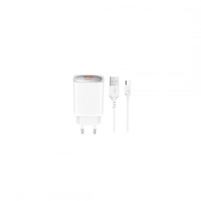 caricabatterie 18w usb +  cavo usb-c bianco