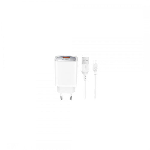 caricabatterie 18w usb + cavo usb-c bianco