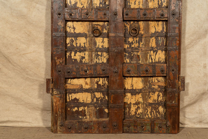 Biscottini Porta portone in legno massello e ferro da interno o da esterno vecchia e antica medievale scorrevole