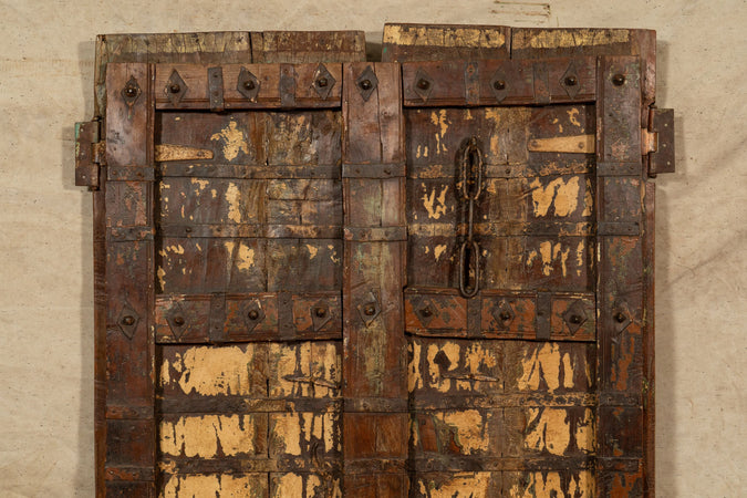 Biscottini Porta portone in legno massello e ferro da interno o da esterno vecchia e antica medievale scorrevole