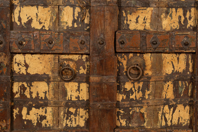 Biscottini Porta portone in legno massello e ferro da interno o da esterno vecchia e antica medievale scorrevole