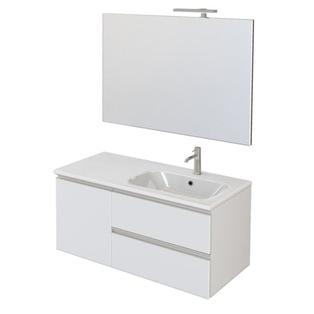 Mobile bagno sospeso 100cm con specchio bianco opaco DUBON