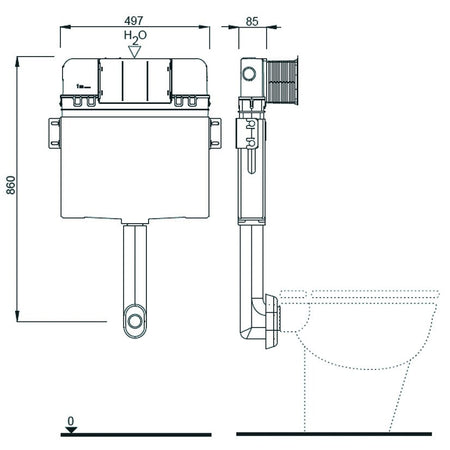 Cassetta incasso per wc a terra e pareti in muratura Schwab Up 199