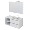 Mobile bagno sospeso 100cm con ripiano a sinistra e specchio bianco opaco DUBON