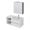 Mobile bagno sospeso 100cm con ripiano a sinistra e specchiera bianco opaco DUBON
