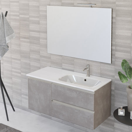 Mobile bagno sospeso 100cm con specchio cemento grigio caldo DUBON