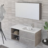 Mobile bagno sospeso 100cm con ripiano a sinistra e specchiera cemento grigio caldo DUBON