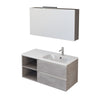Mobile bagno sospeso 100cm con ripiano a sinistra e specchiera cemento grigio caldo DUBON