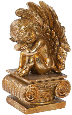 Biscottini Biscottini Coppia Fermalibri Angeli Resina Finitura Oro Anticato 11x11x22