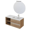 Mobile bagno sospeso 100cm con ripiano a sinistra e specchio rovere farnia DUBON