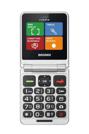 Brondi Flipper telefono cellulare dual sim,Flip attivo.Torcia, Bluetooth,display 2.4Vivavoce e vibrazione