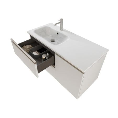 Mobile bagno sospeso 100cm con specchio bianco opaco DUBON