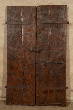 Biscottini Porta portone in legno massello e ferro da interno o da esterno vecchia e antica medievale scorrevole