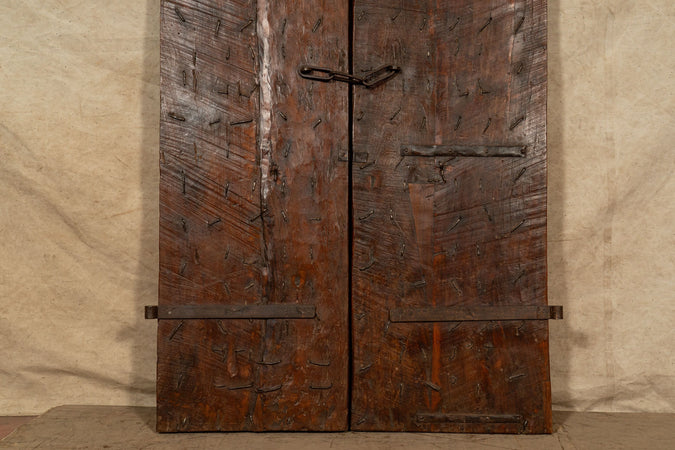 Biscottini Porta portone in legno massello e ferro da interno o da esterno vecchia e antica medievale scorrevole
