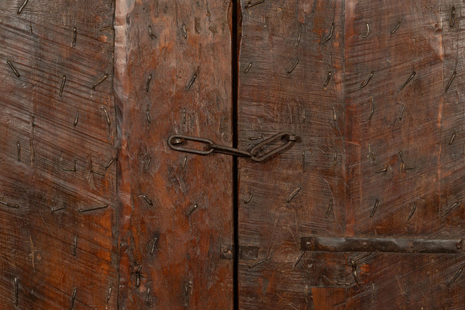 Biscottini Porta portone in legno massello e ferro da interno o da esterno vecchia e antica medievale scorrevole