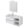 Mobile bagno sospeso 100cm con ripiano a destra e specchio bianco opaco DUBON