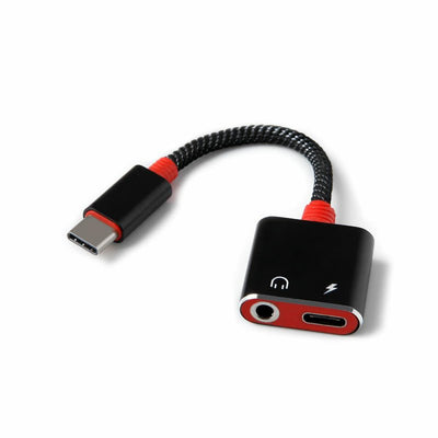 adattatore da usb-c a jack 3,mm con connetore di ricarica usb-c nero