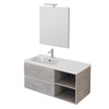 Mobile bagno sospeso 100cm con ripiano a destra e specchio cemento grigio caldo DUBON