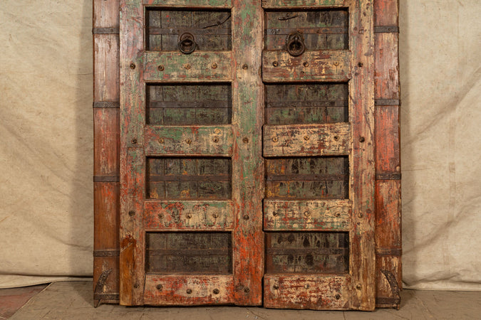 Biscottini Porta portone in legno massello e ferro da interno o da esterno vecchia e antica medievale scorrevole
