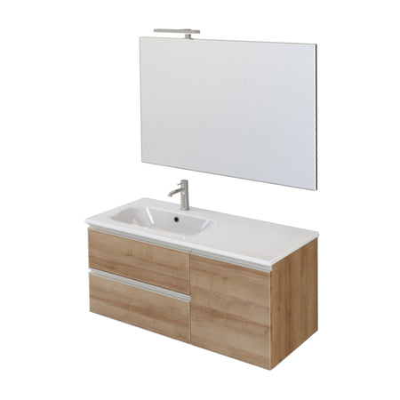 Mobile bagno sospeso 100cm con anta a destra e specchio rovere farnia DUBON