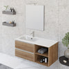 Mobile bagno sospeso 100cm con ripiano a destra e specchio rovere farnia DUBON