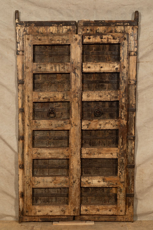 Biscottini Porta portone in legno massello e ferro da interno o da esterno vecchia e antica medievale scorrevole